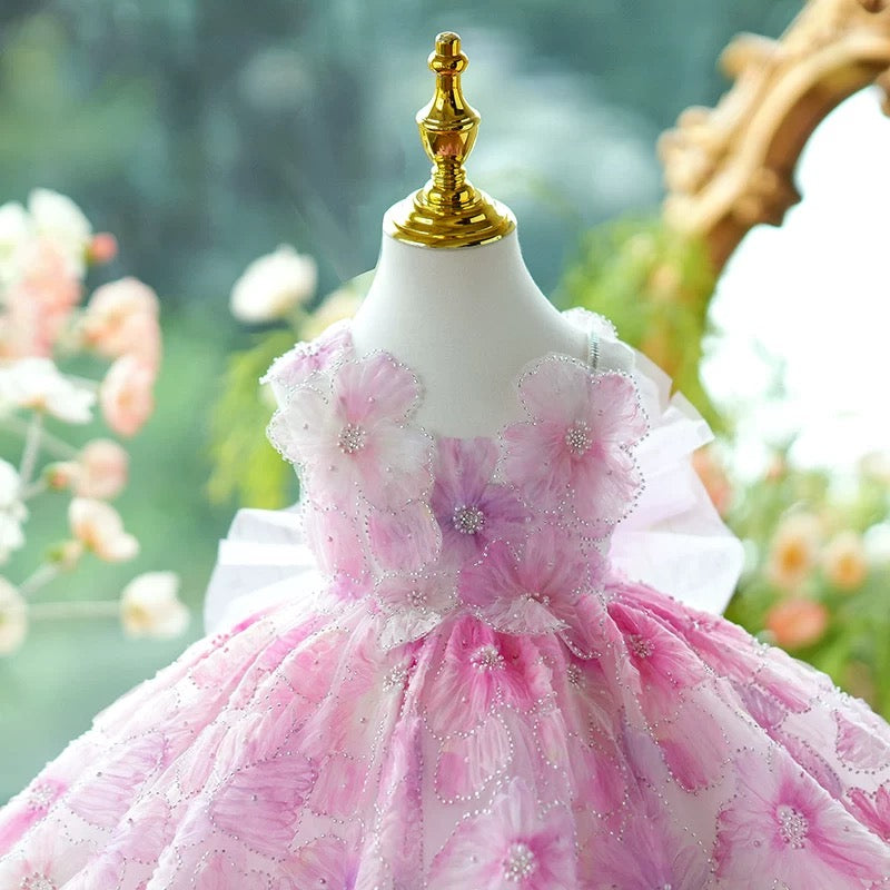 Jill Pink Girl Princess Dress Knee Length for 1st Birthday J409