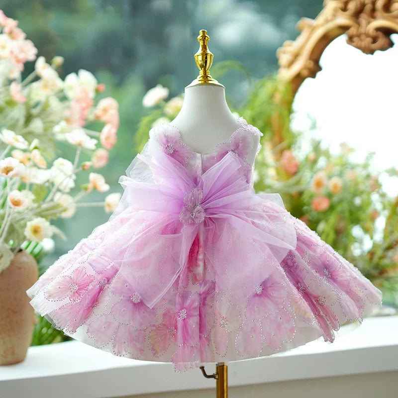Jill Pink Girl Princess Dress Knee Length for 1st Birthday J409