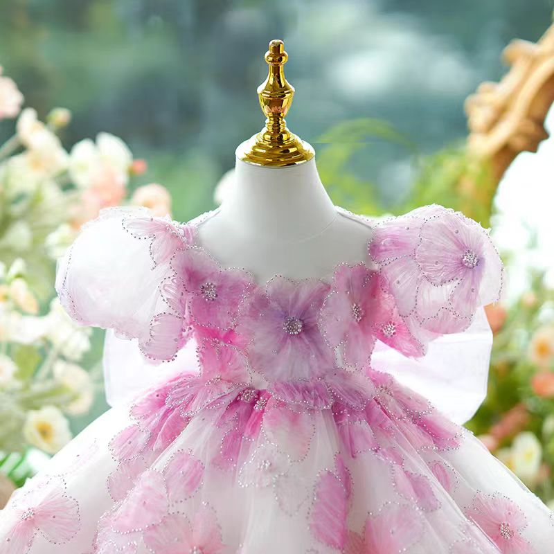 Jill Pink Girl Princess Dress Knee Length for 1st Birthday J409