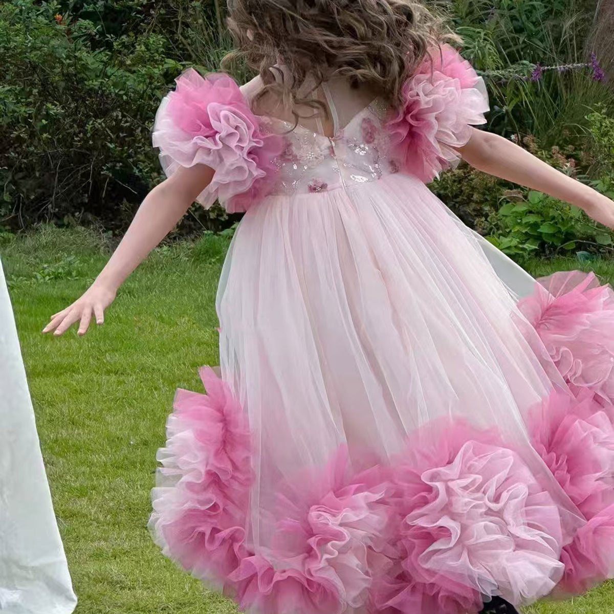 Jill Pink Girl Princess Dress for kids Birthday Party J141