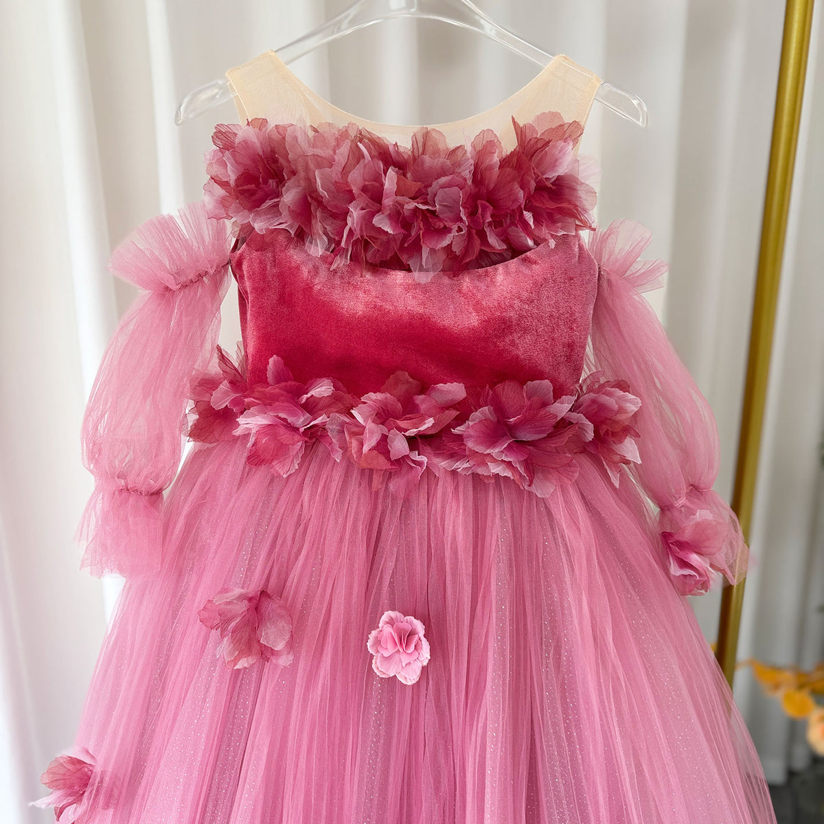 Jill Pink Long Sleeve Girl Birthday Pageant Party Dress J350