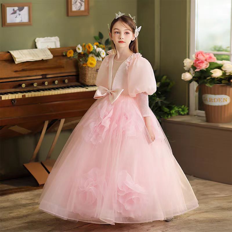 Jill Pink Long Sleeve Girl Birthday Pageant Party Dress J352