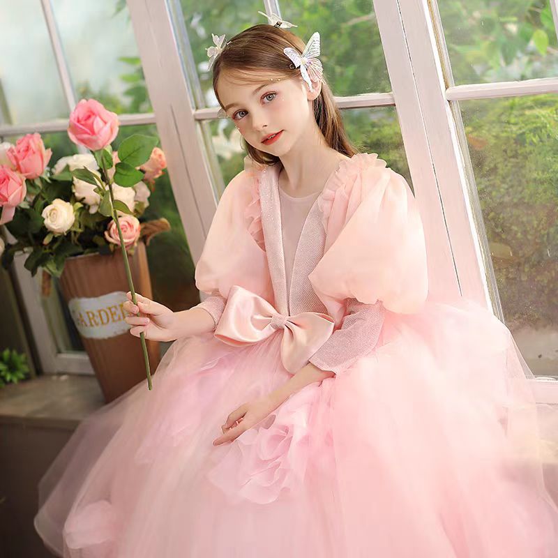 Jill Pink Long Sleeve Girl Birthday Pageant Party Dress J352