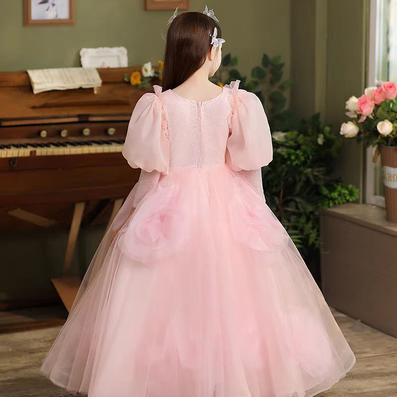 Jill Pink Long Sleeve Girl Birthday Pageant Party Dress J352