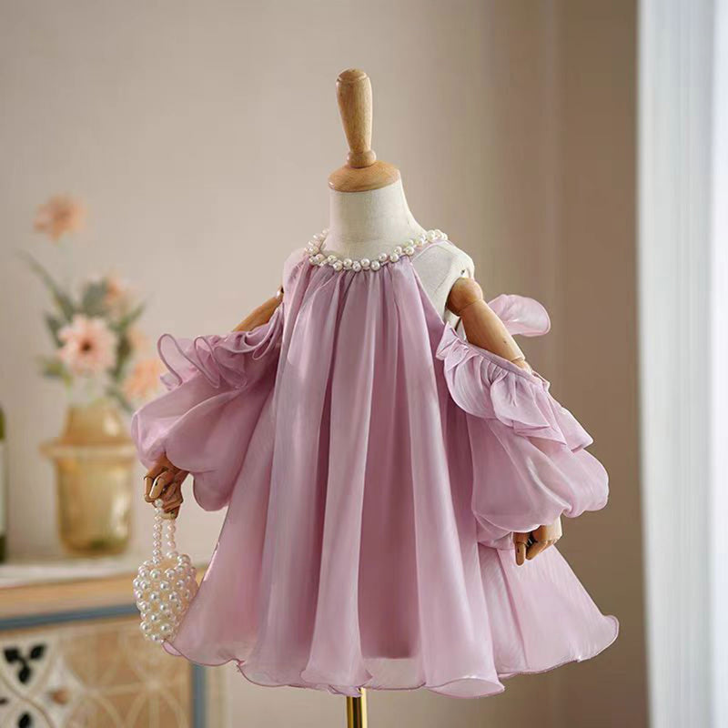 Jill Pink Princess Baby Girl Dress Tulle for Kids 1st Birthday Party J775