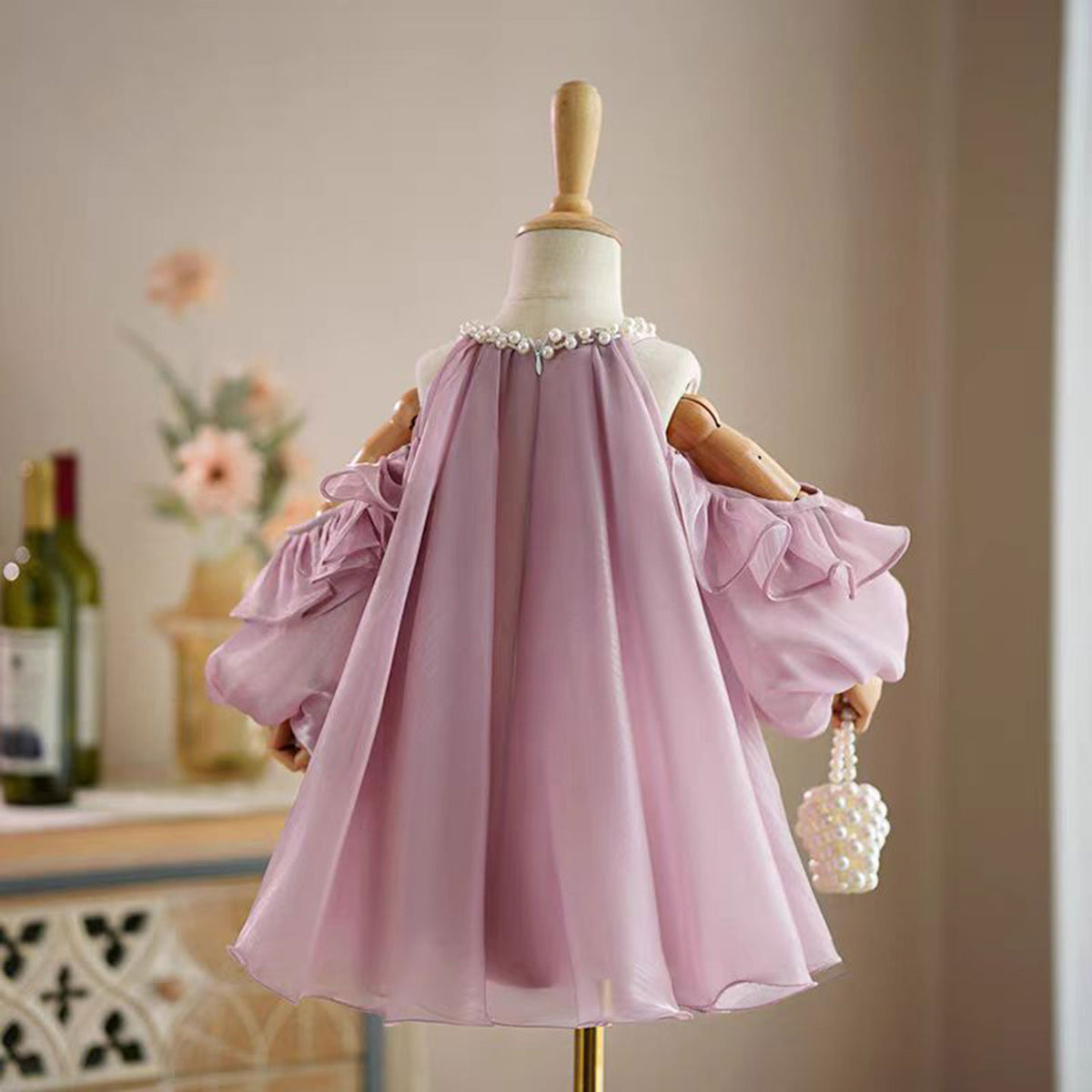 Jill Pink Princess Baby Girl Dress Tulle for Kids 1st Birthday Party J775