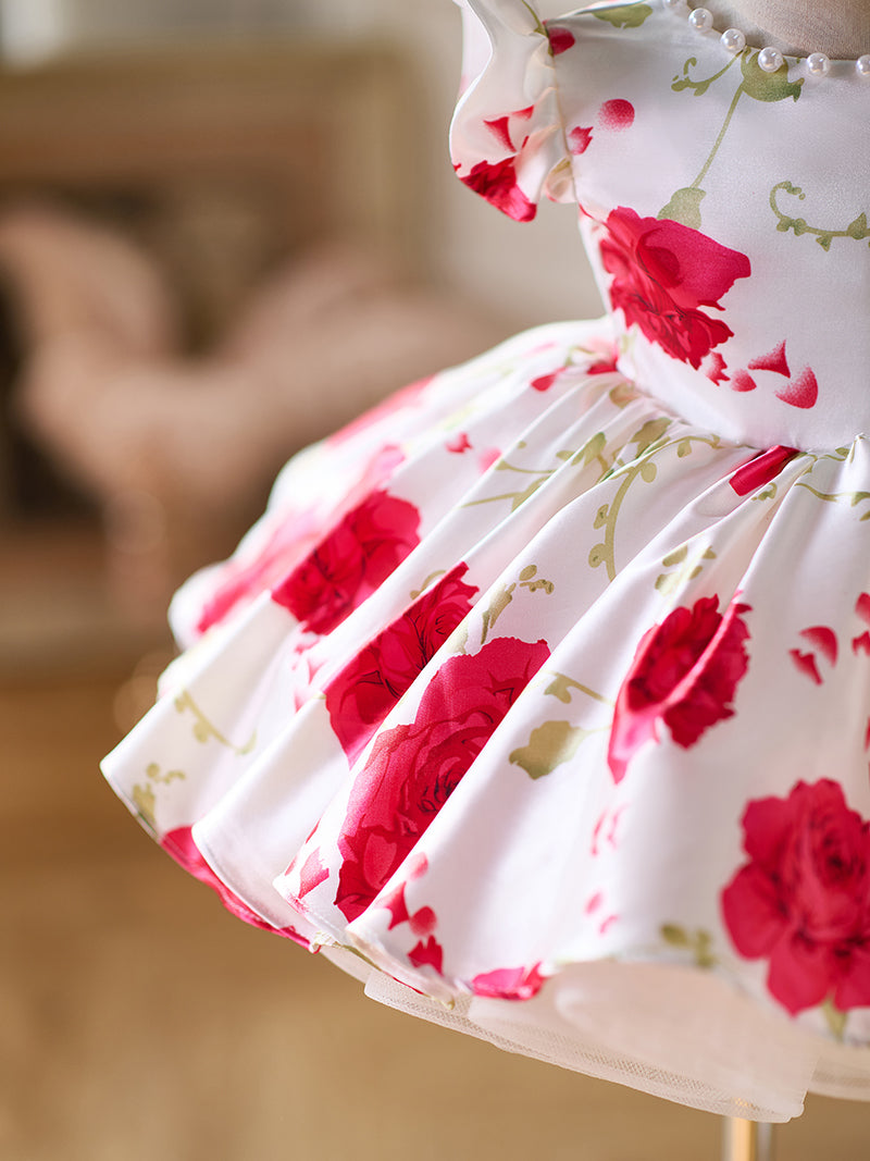 Jill Red Baby Puffy Sleeve Knee Length Baby Girl Dress J051