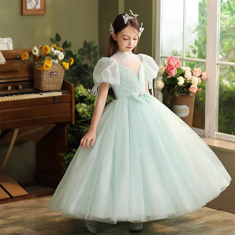 Jill Sage Green Sequins Girl Dress for Birthday Pageant Party J096