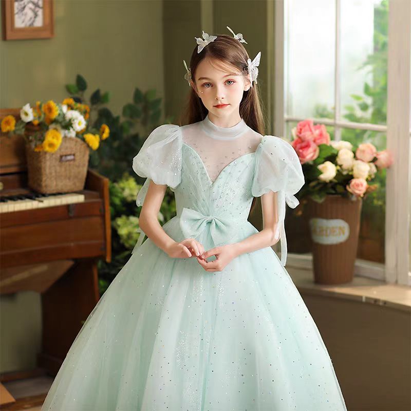 Jill Sage Green Sequins Girl Dress for Birthday Pageant Party J096