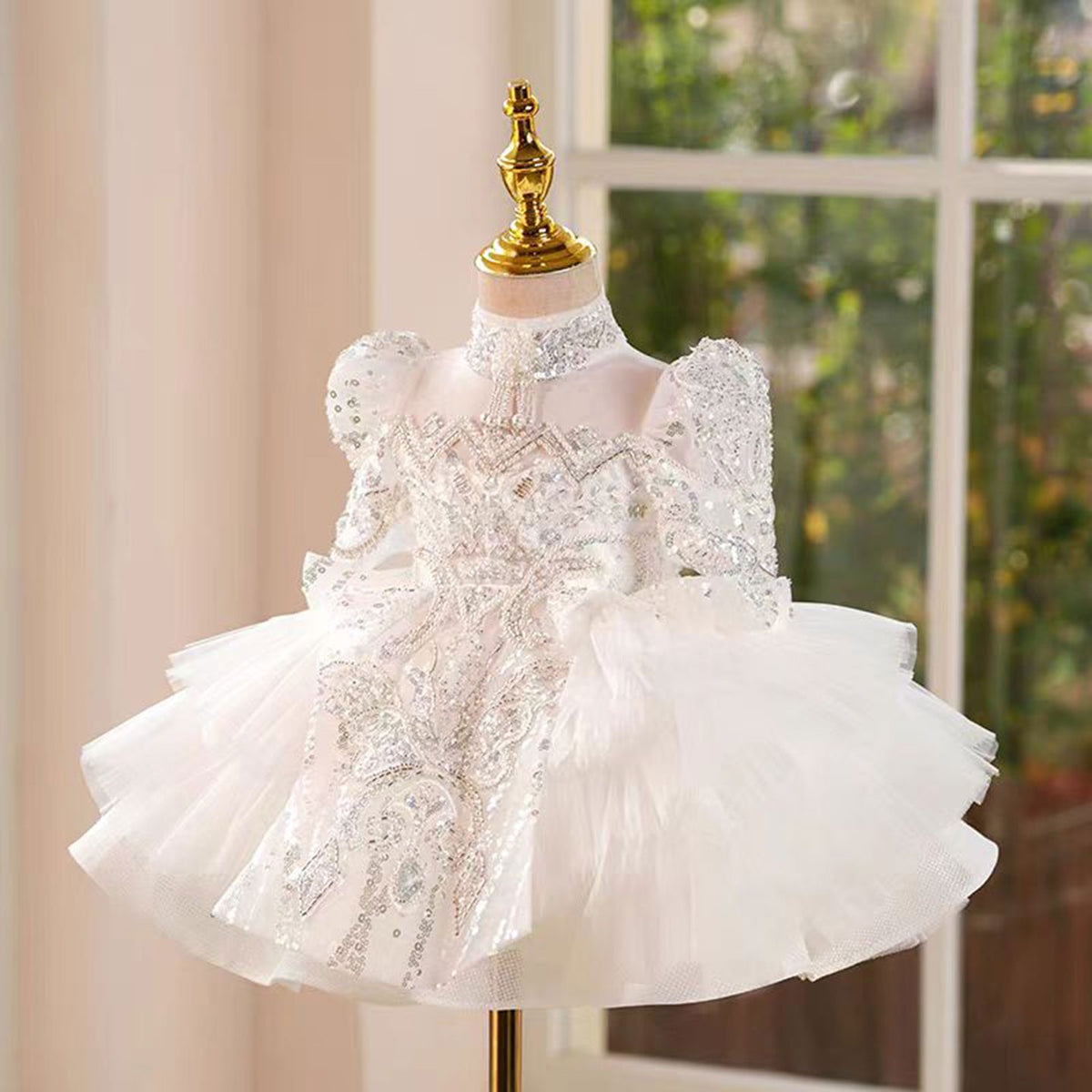 Jill Saprkly Flower Princess Girl Dress Tulle for Kids Wedding Party Ball Gown J782