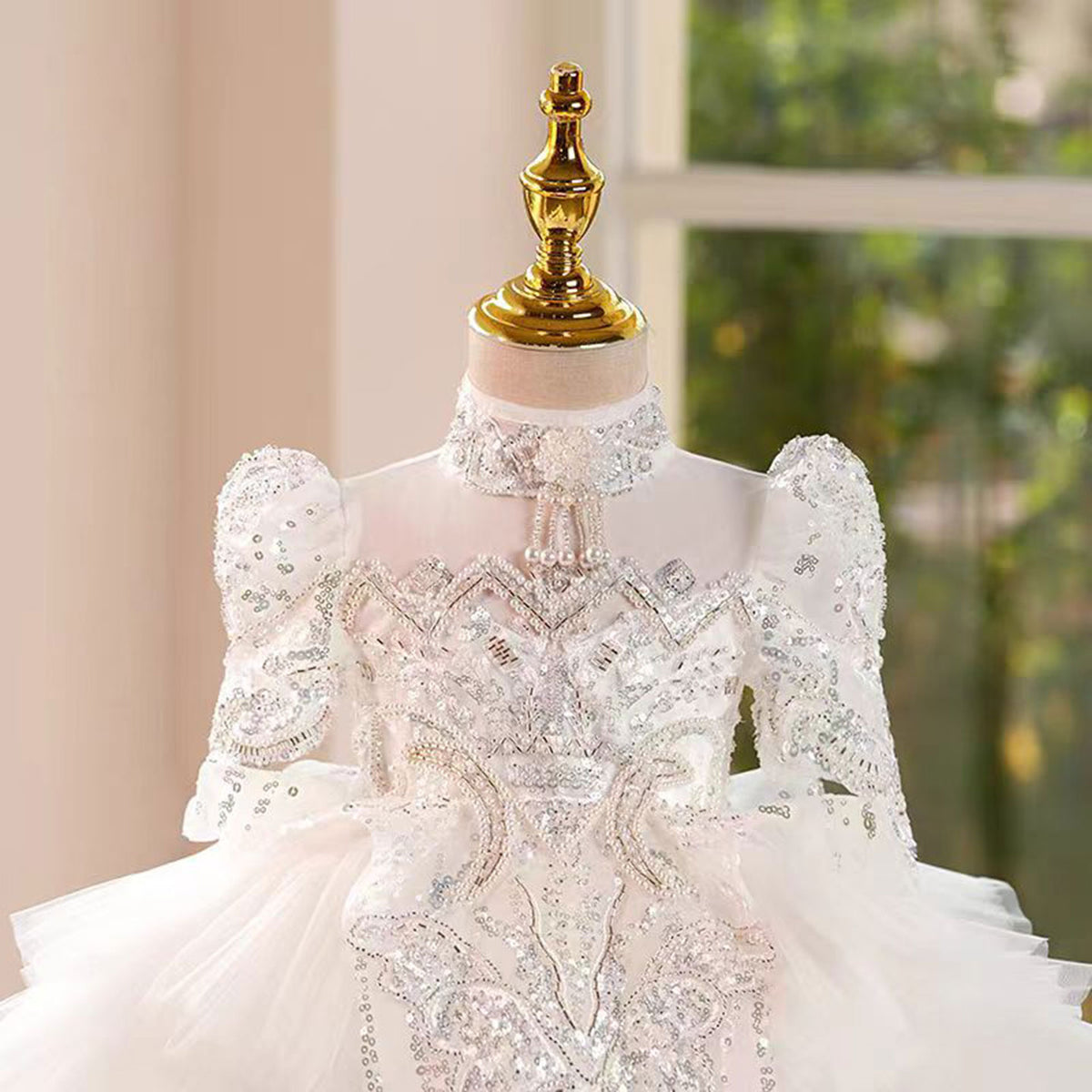 Jill Saprkly Flower Princess Girl Dress Tulle for Kids Wedding Party Ball Gown J782
