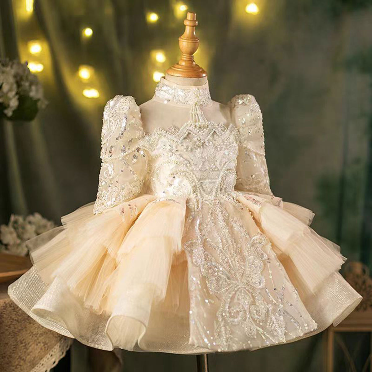 Jill Saprkly Flower Princess Girl Dress Tulle for Kids Wedding Party Ball Gown J782