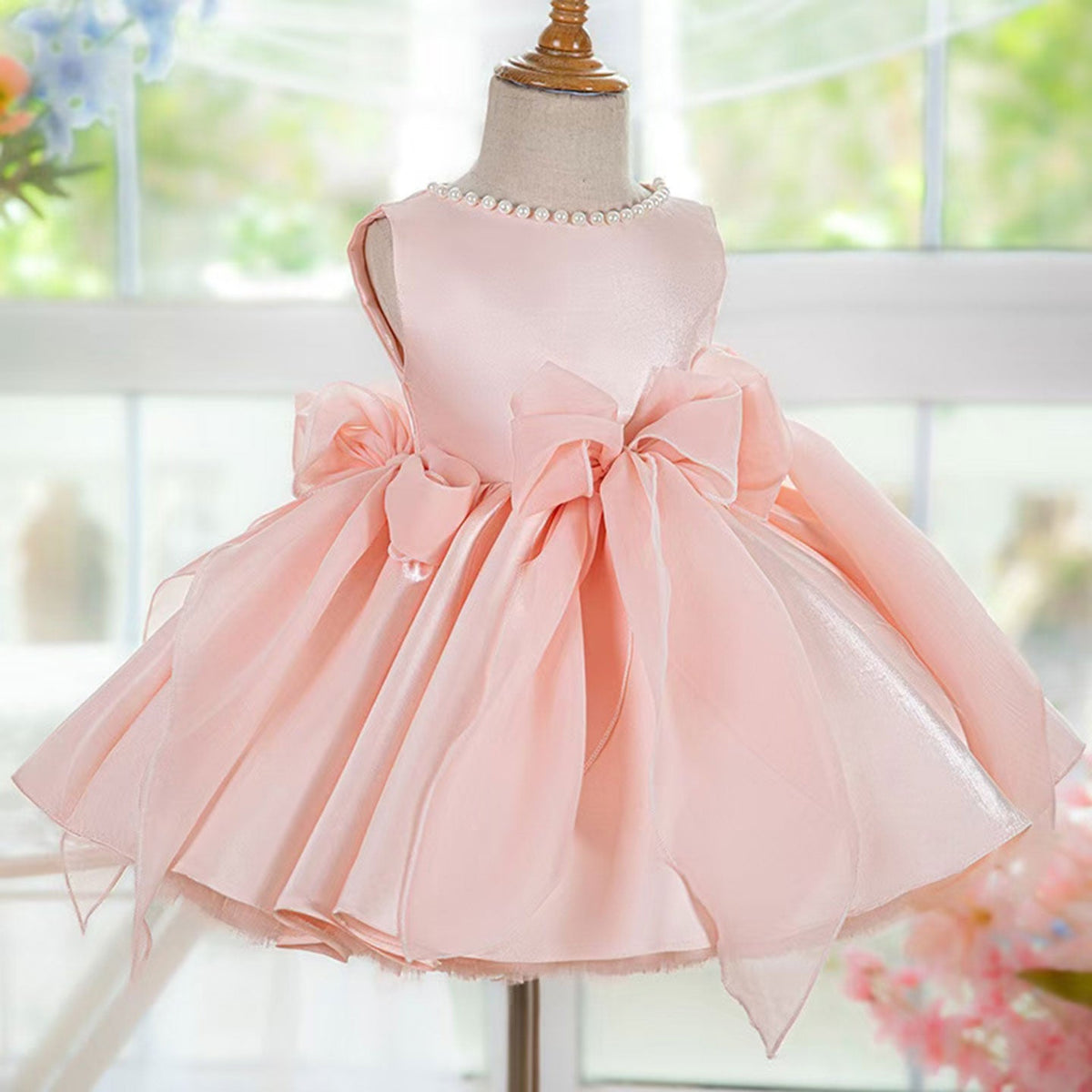 Jill Sleeveless Pink Baby Pearls Princess Girl Dress J208