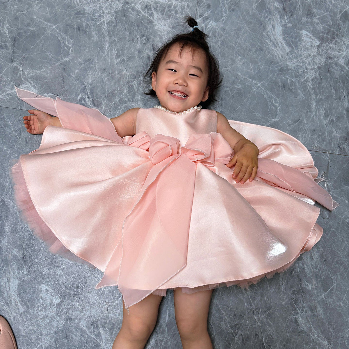 Jill Sleeveless Pink Baby Pearls Princess Girl Dress J208