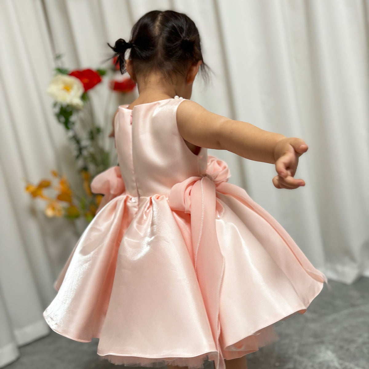 Jill Sleeveless Pink Baby Pearls Princess Girl Dress J208