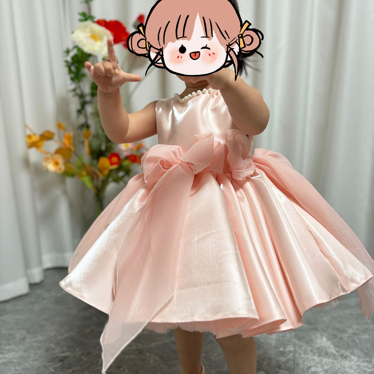 Jill Sleeveless Pink Baby Pearls Princess Girl Dress J208