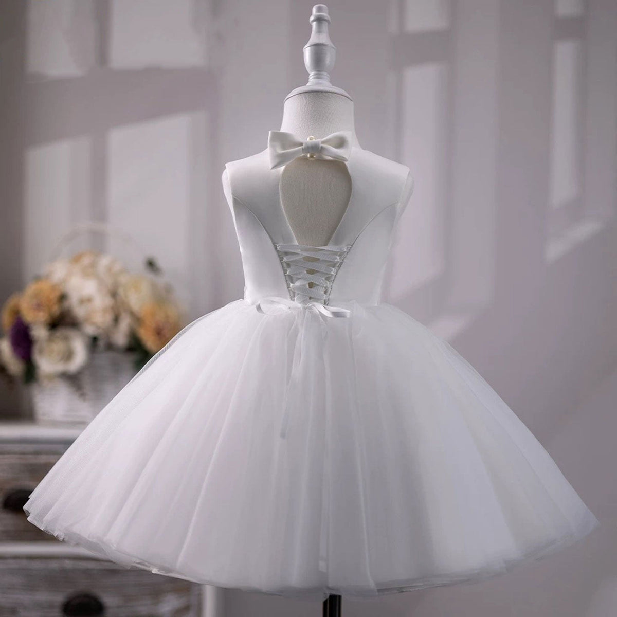 Jill White Baby Girl Dress Classic Sleeveless Party Ball Gown J705