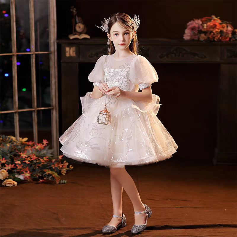 Jill White Baby Girl Dress Embroidered Birthday Party Ball Gown J715
