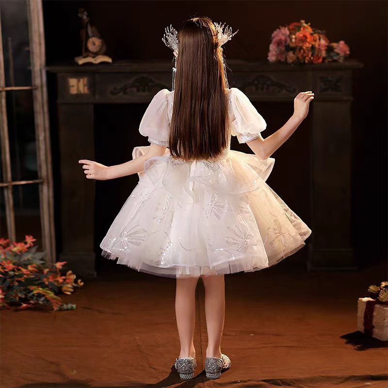 Jill White Baby Girl Dress Embroidered Birthday Party Ball Gown J715