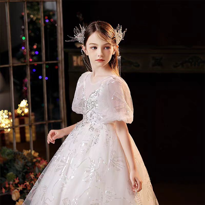 Jill White Baby Girl Dress Embroidered Birthday Party Ball Gown J715
