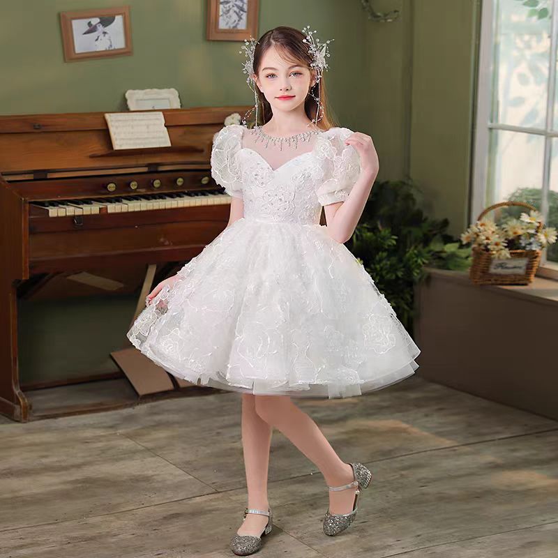 Jill White Girls Dress Wedding Birthday Party Short Ball Gown J718