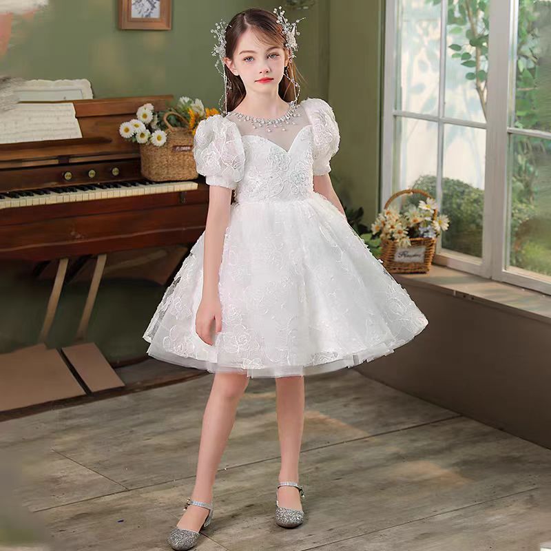 Jill White Girls Dress Wedding Birthday Party Short Ball Gown J718