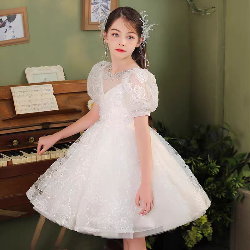 Jill White Girls Dress Wedding Birthday Party Short Ball Gown J718