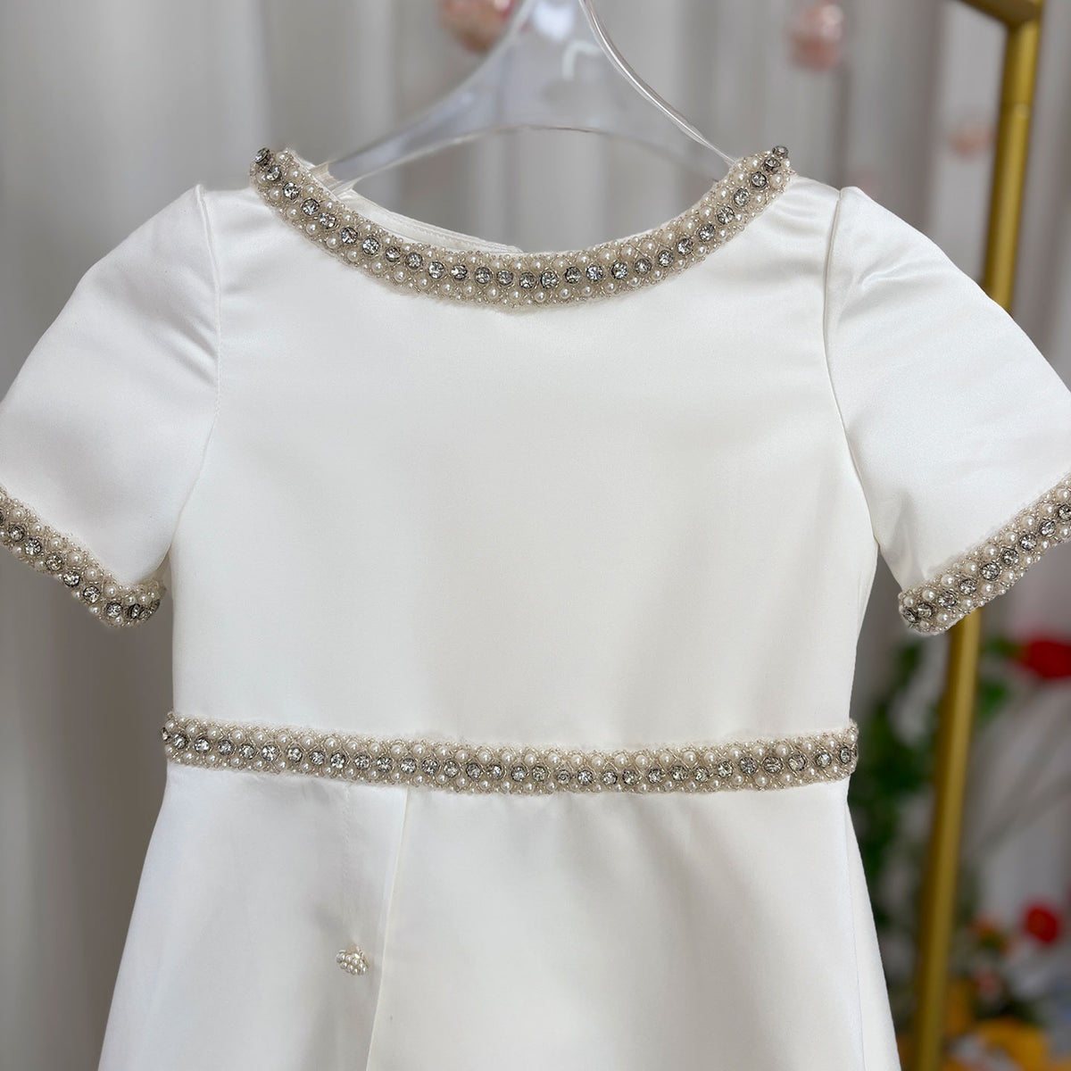 Jill White Satin First Communion Weddding Party Girl Dress J297