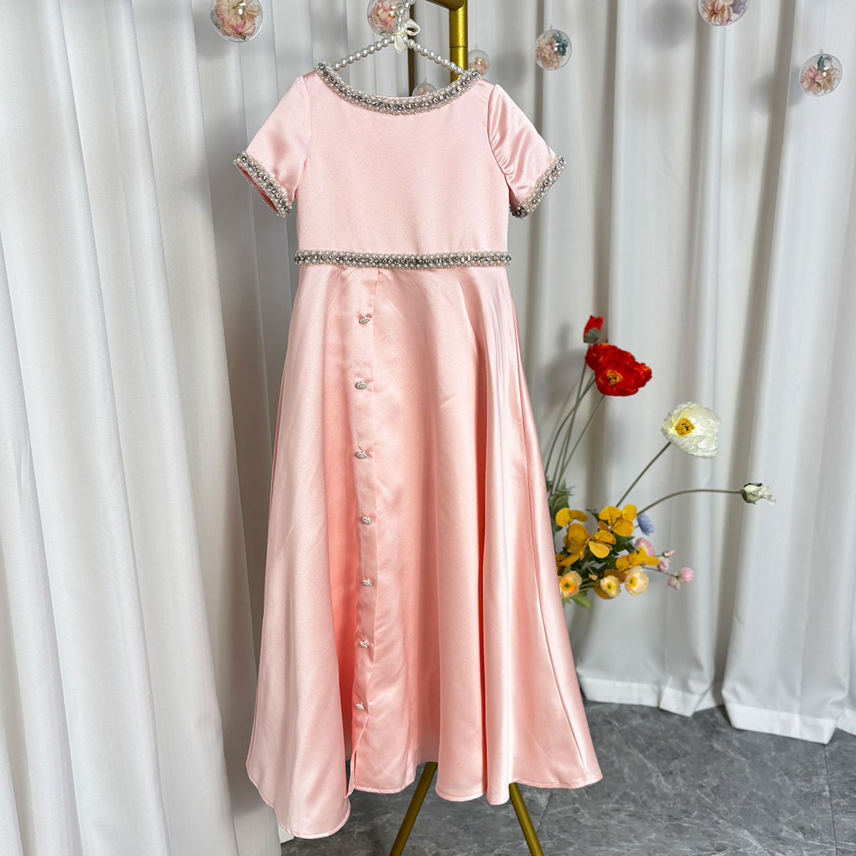 Jill White Satin First Communion Weddding Party Girl Dress J297