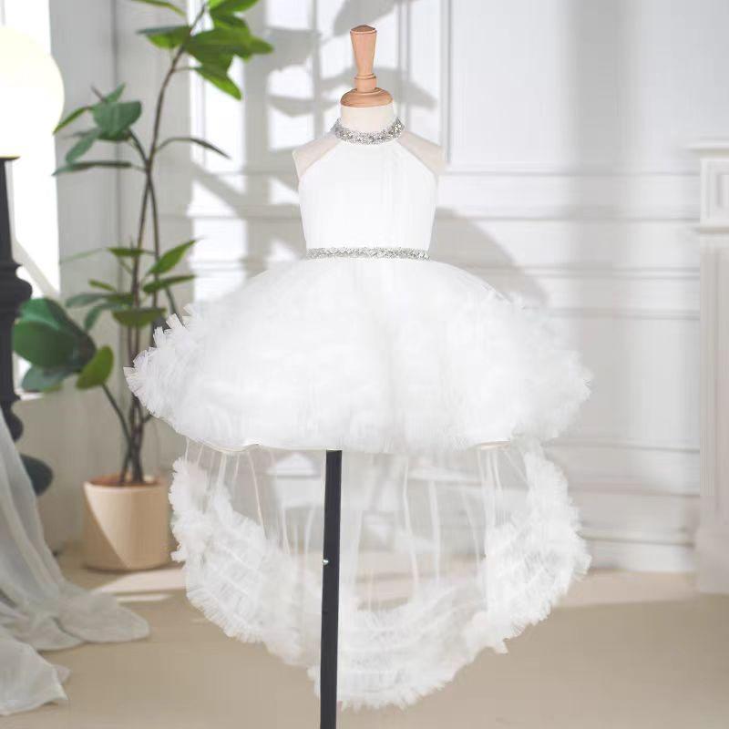 Jill White Tulle Girl Birthday Holiday Party Dress J342
