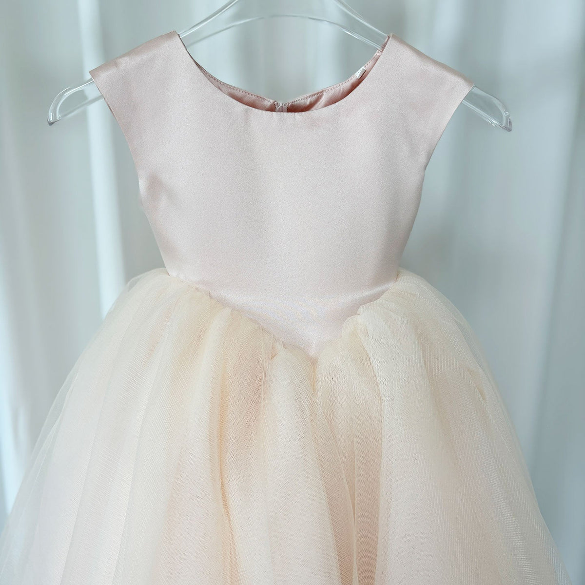 Jill Wish Blush Pink Tulle Satin Girl Dress Floor Length Arab Ball Gown J183