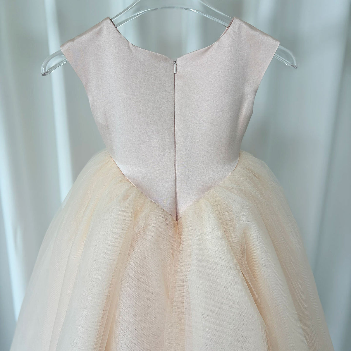 Jill Wish Blush Pink Tulle Satin Girl Dress Floor Length Arab Ball Gown J183