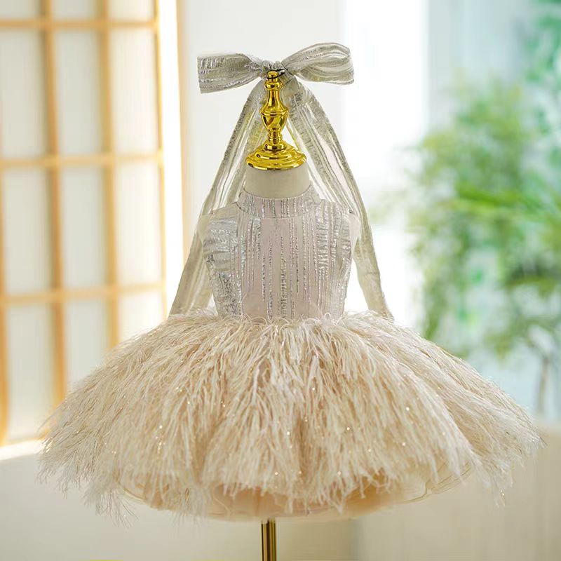 Jill Wish Champagne Knee Length 1st Birthday Girl Dress J315