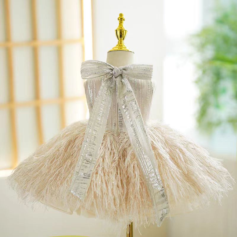 Jill Wish Champagne Knee Length 1st Birthday Girl Dress J315