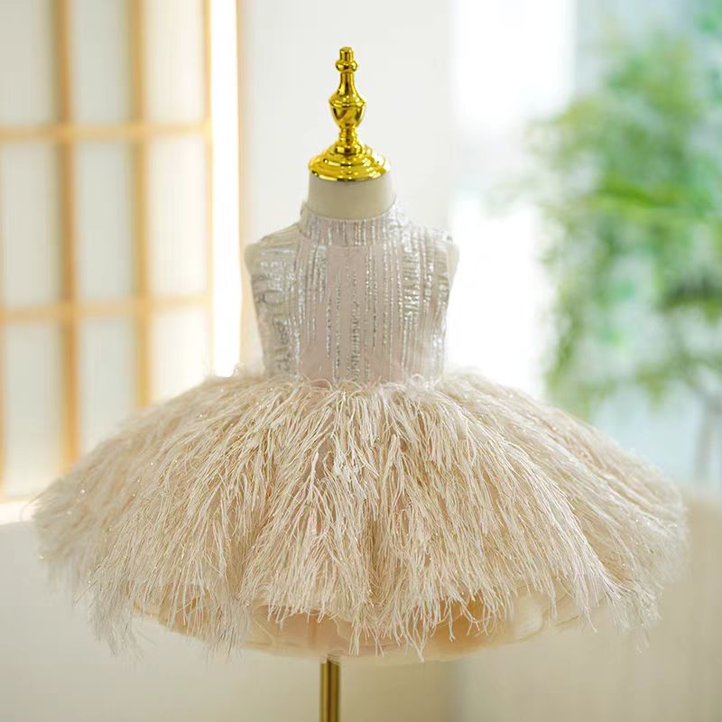 Jill Wish Champagne Knee Length 1st Birthday Girl Dress J315