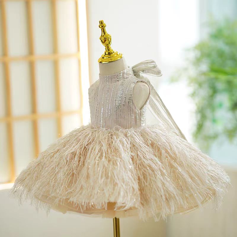 Jill Wish Champagne Knee Length 1st Birthday Girl Dress J315