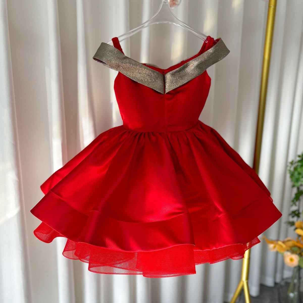 Christmas Off Shoulder Satin Girl Dress Knee Length Ball Gown J284 Jill Wish Christmas Off Shoulder Satin Girl Dress Knee Length Ball Gown J284 Jill Wish