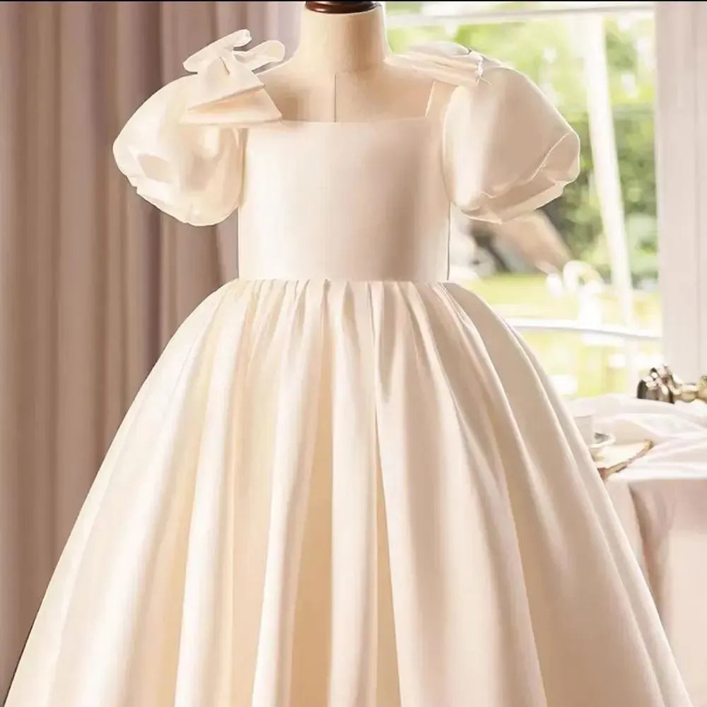 Jill Wish Elegant Arabic White Flower Girl Dress Bow Princess Kids J240