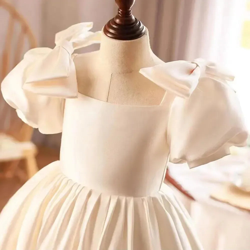 Jill Wish Elegant Arabic White Flower Girl Dress Bow Princess Kids J240