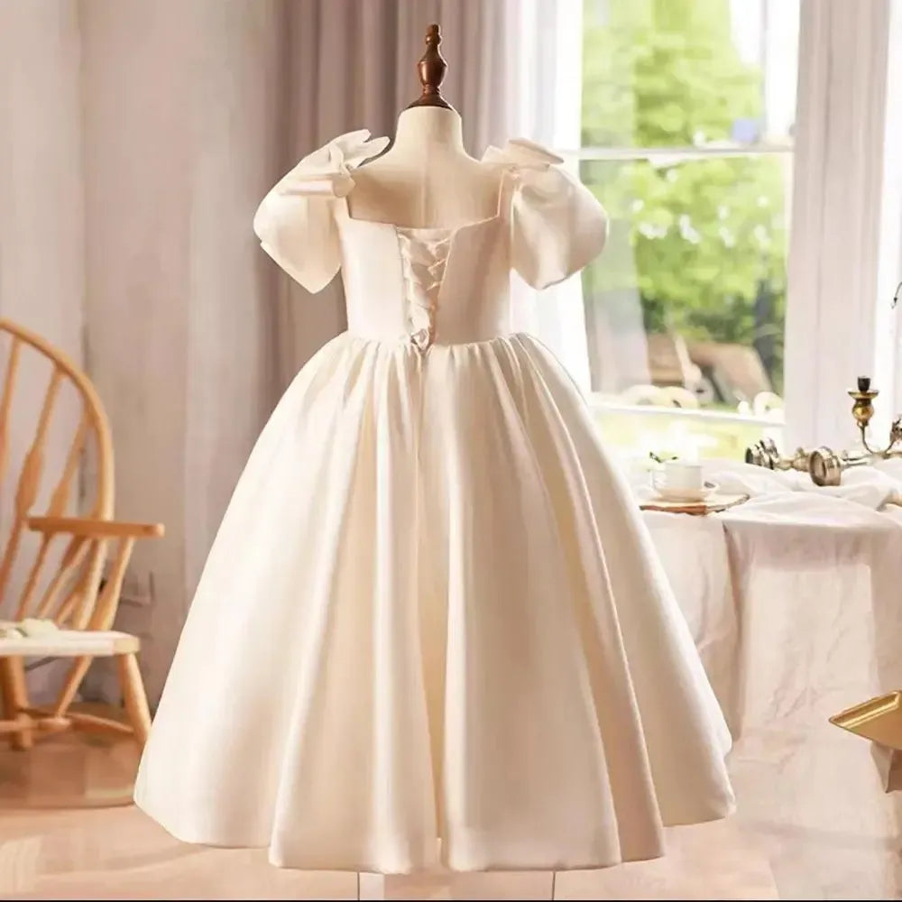 Jill Wish Elegant Arabic White Flower Girl Dress Bow Princess Kids J240