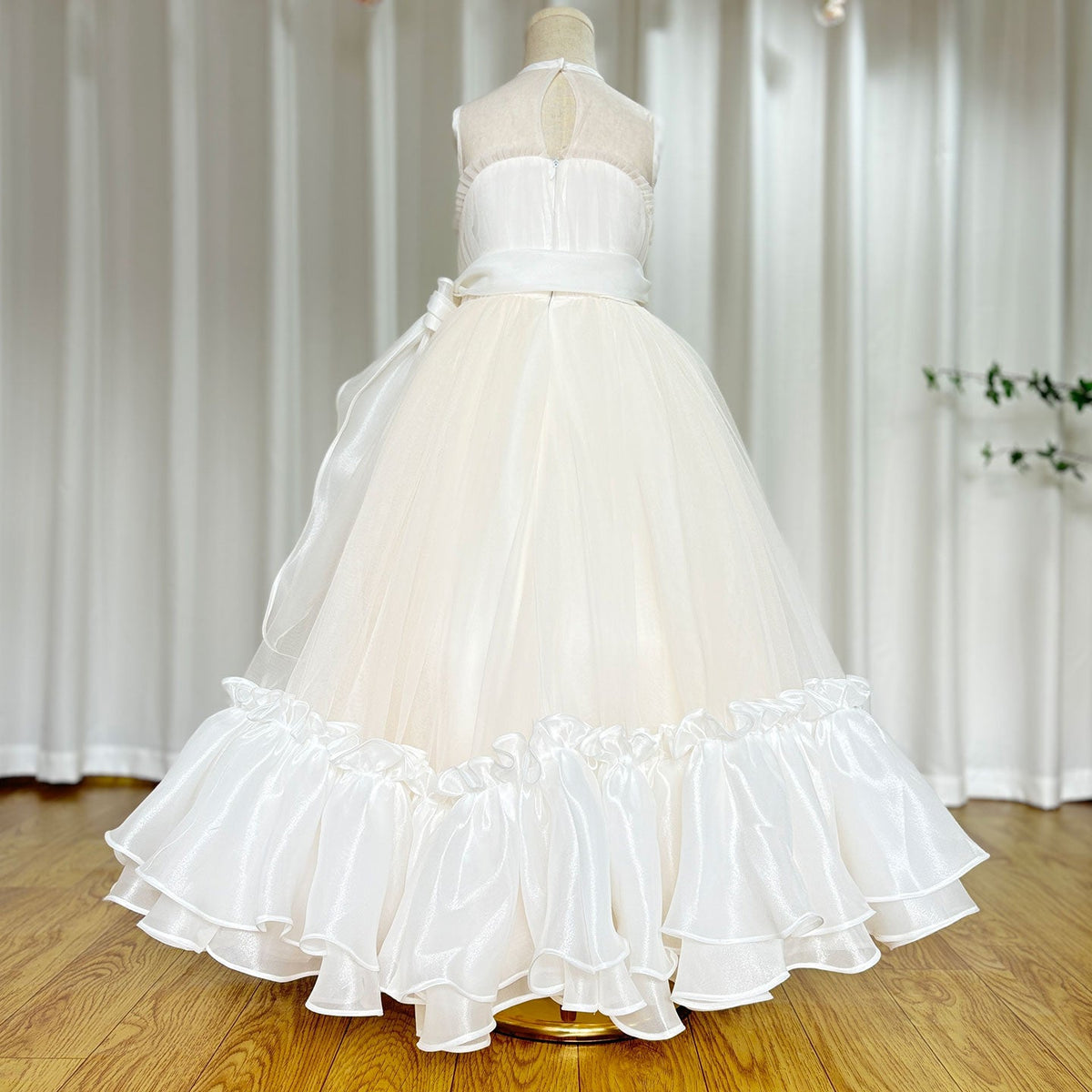Jill Wish Elegant Beige Girl Dress Princess for Birthday Wedding Party J101