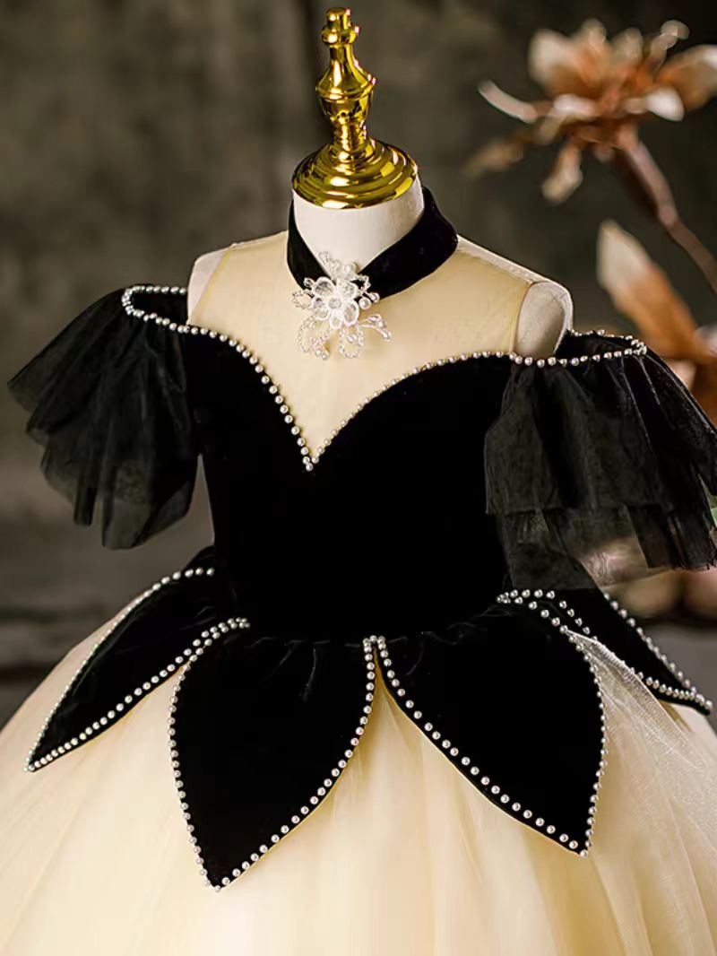 Jill Wish Elegant Black Off-Shoulder Princess Ball Gown Dress J115