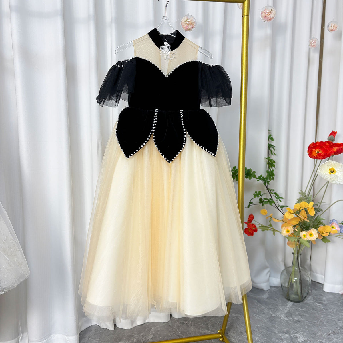 Jill Wish Elegant Black Off-Shoulder Princess Ball Gown Dress J115