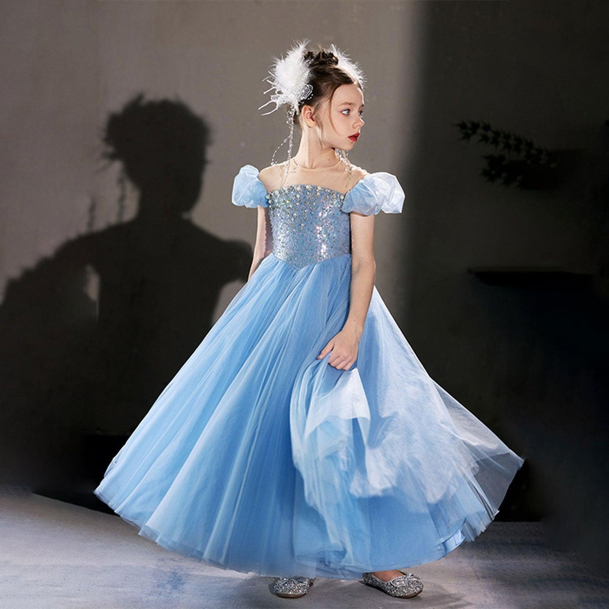 Jill Wish Elegant Blue Girl Bridesmaides Dresses Beaded Long J206