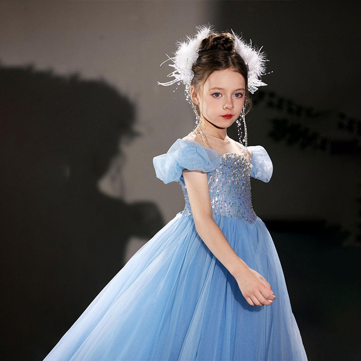 Jill Wish Elegant Blue Girl Bridesmaides Dresses Beaded Long J206