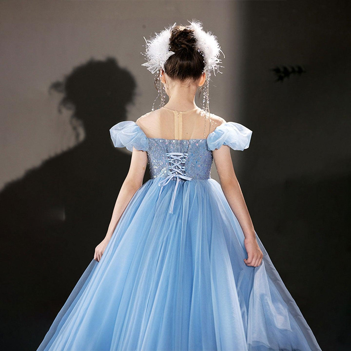 Jill Wish Elegant Blue Girl Bridesmaides Dresses Beaded Long J206