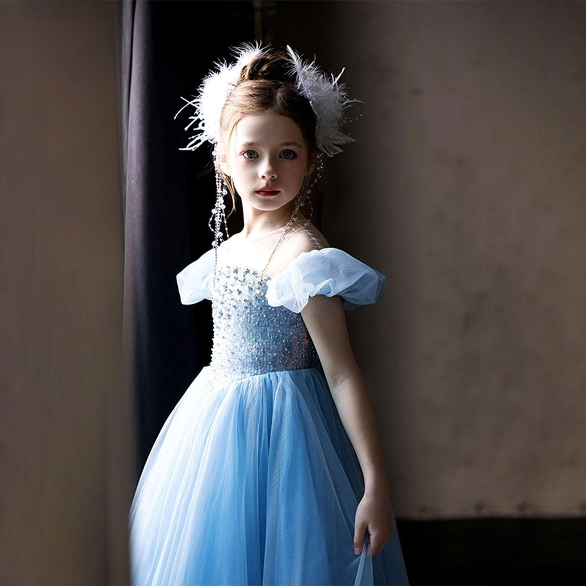Jill Wish Elegant Blue Girl Bridesmaides Dresses Beaded Long J206