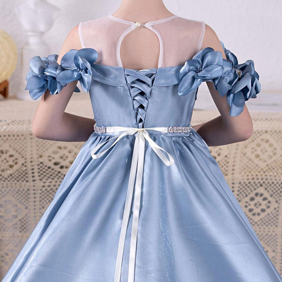 Jill Wish Elegant Blue Girl Dress Flowers for Kids Princess J118