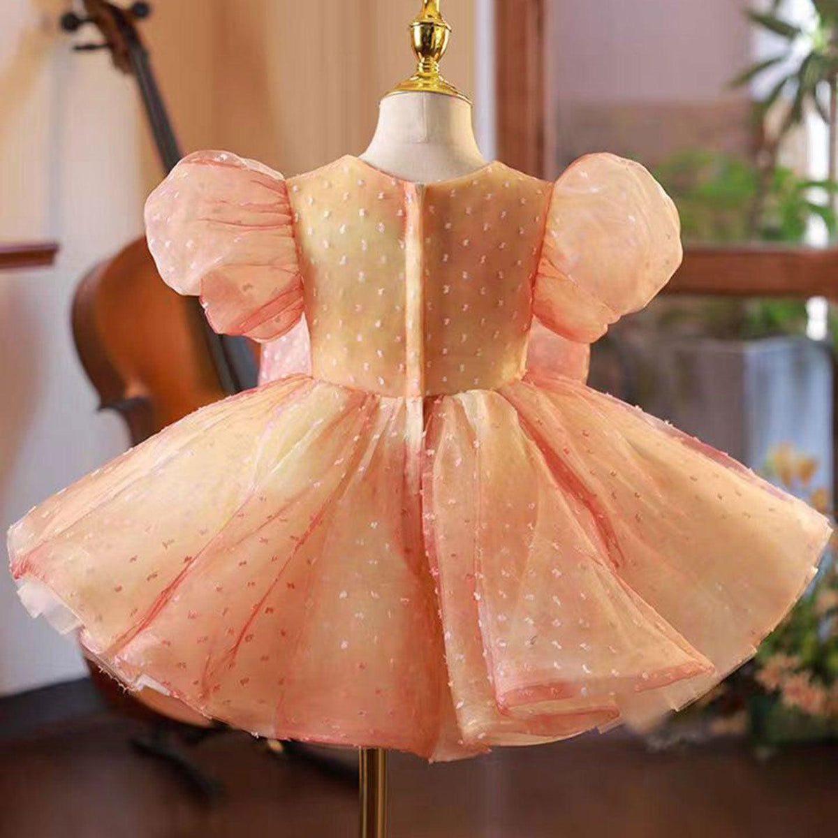 Jill Wish Elegant Coral Girl Dress Bow for Baby Kids Princess J103