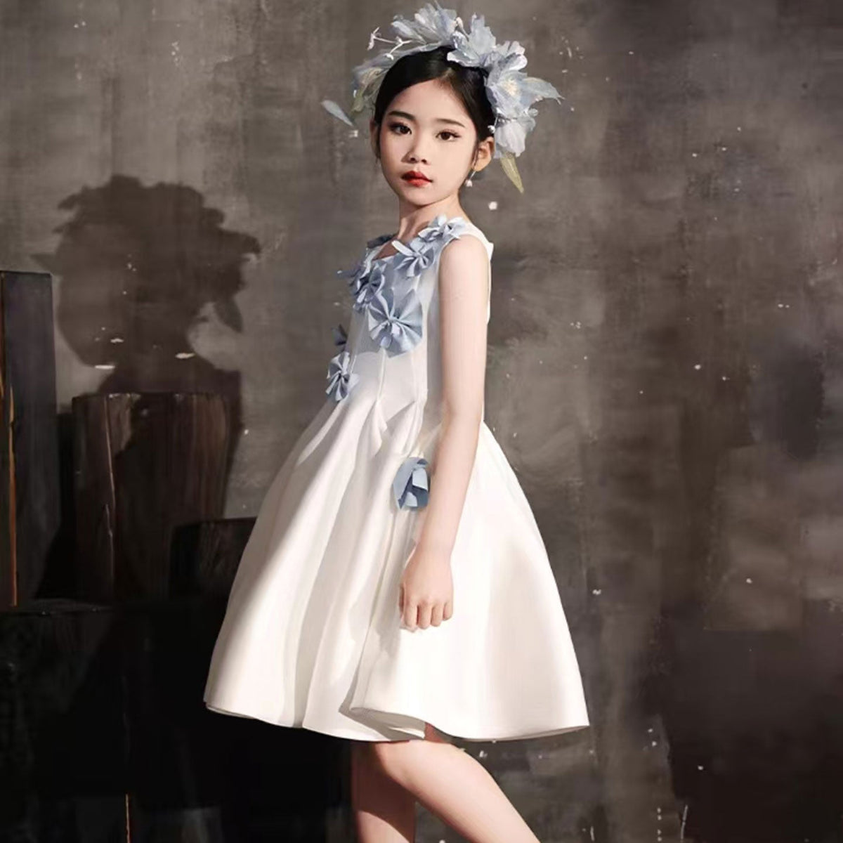Jill Wish Elegant Dubai Pink Girl Dress with Bow Kids Sleeveless J370